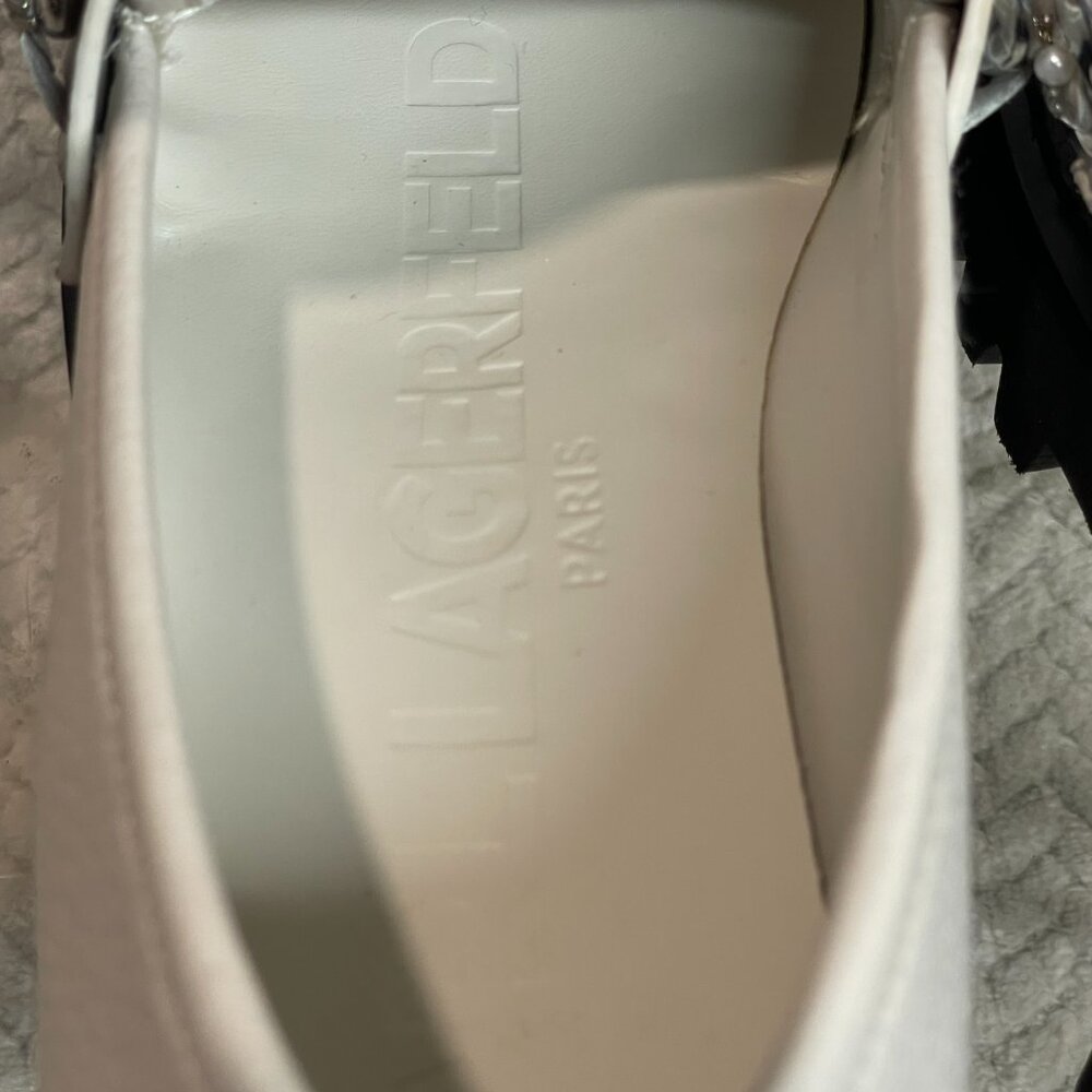 Karl Lagerfeld Paris Gemsy White Leather‎ Loafers Womens Size 7M Preppy Classic - Picture 8 of 11